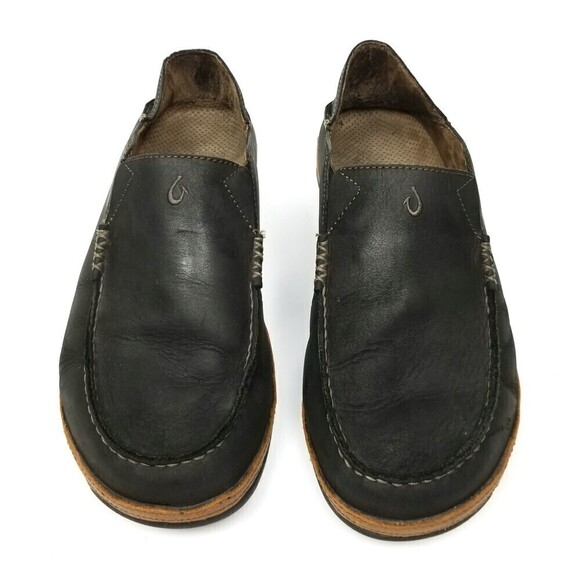 OluKai Moloa Convertible Drop In Nubuck Leather Slip On Shoes Men 10 Black Brown - Picture 12 of 12
